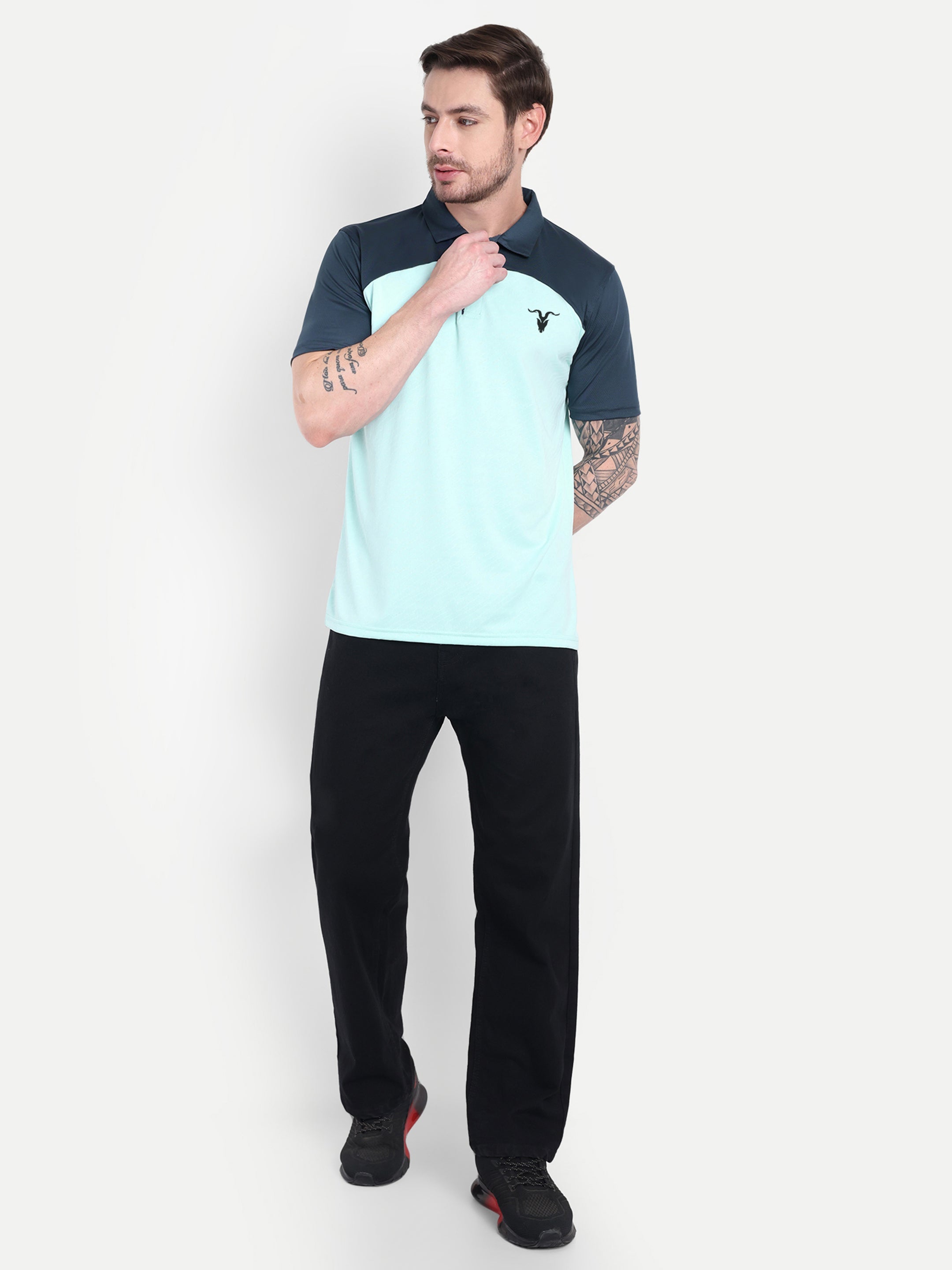 Men’s Fit Crew Neck Sports T-Shirt – Light Sky Blue Polo| BullVibe
