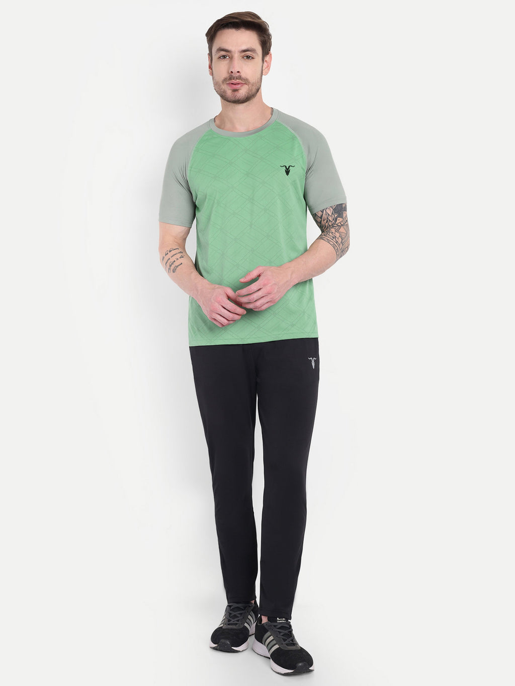 Men’s Light Green T-Shirt with Gray Sleeves – Dual Tone Activewear