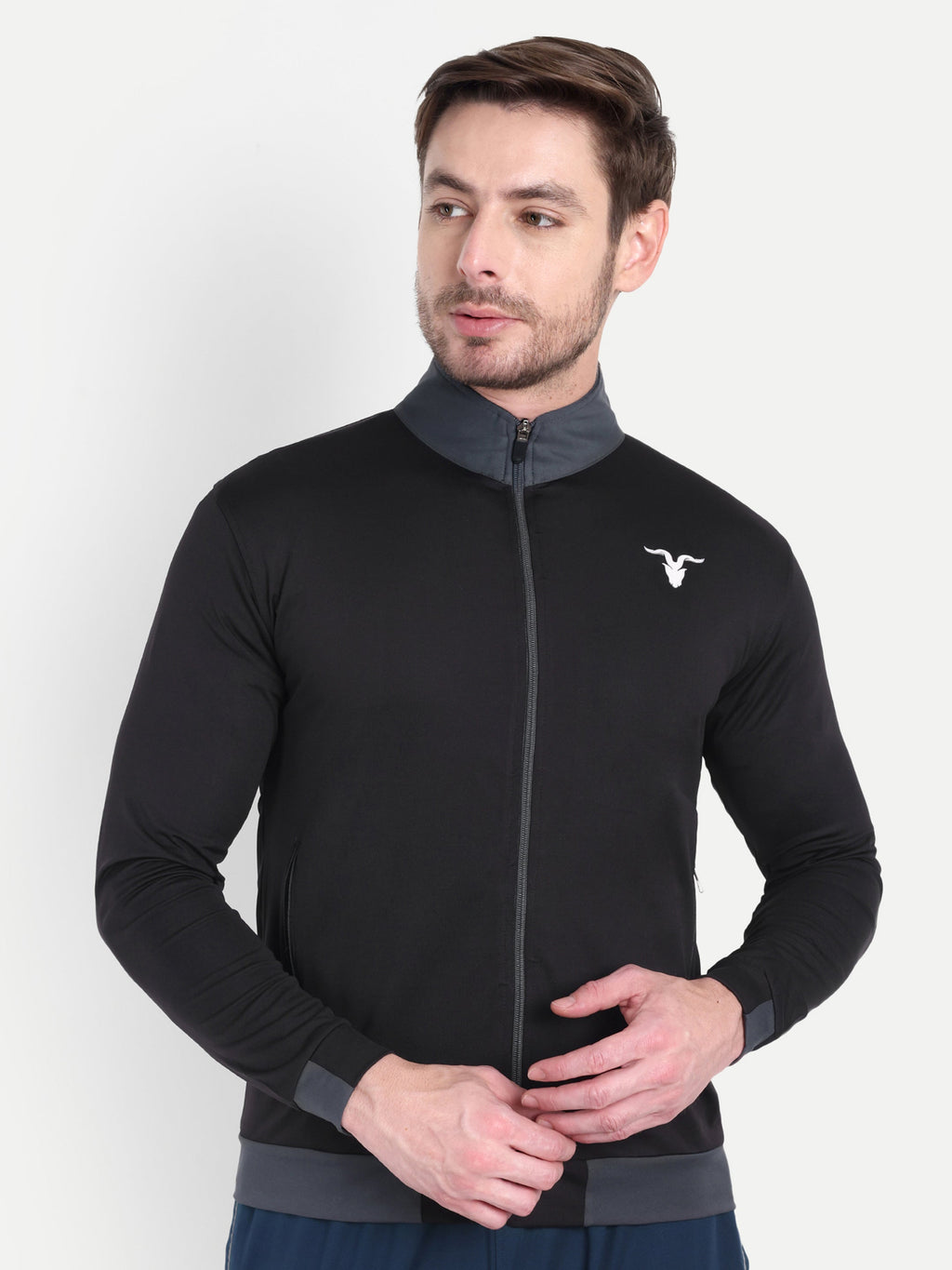 Men’s Black-Grey Sports Jacket – Dark Tone