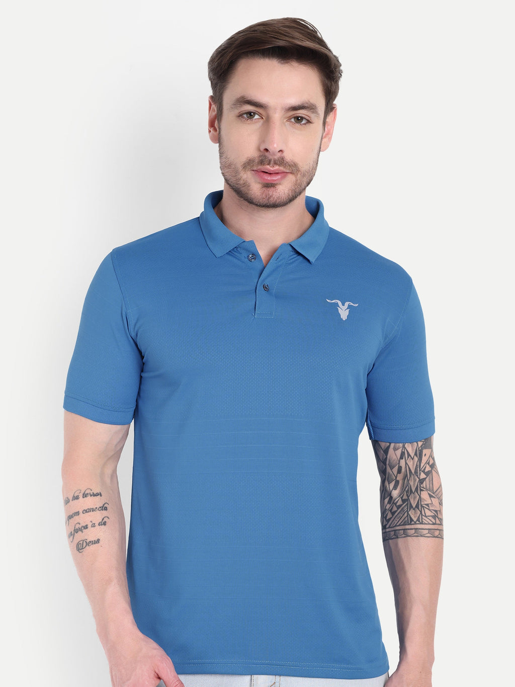 Men’s Light Indian Blue Polo T-Shirt – Casual Performance Wear