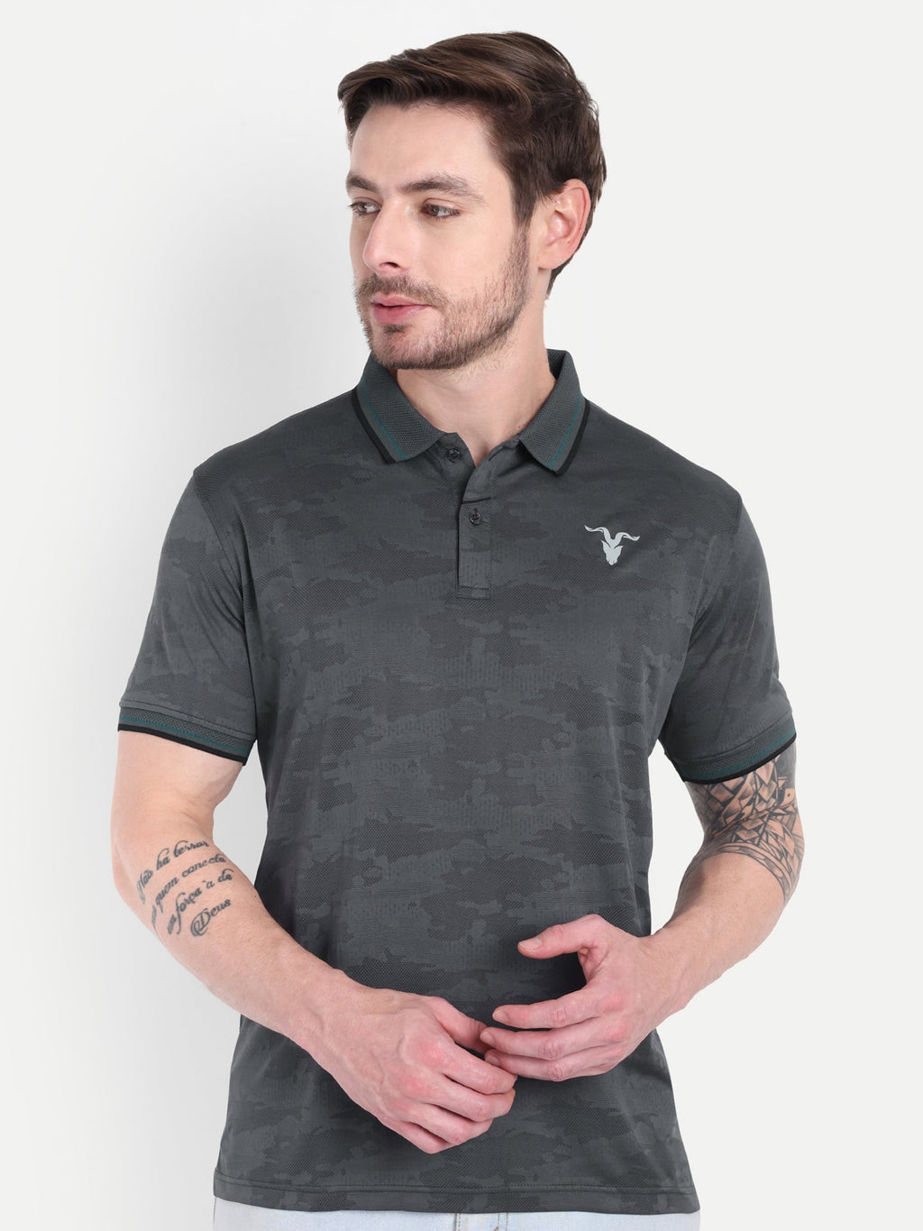 Men’s Gray Polo Texture T-Shirt – Smart Activewear
