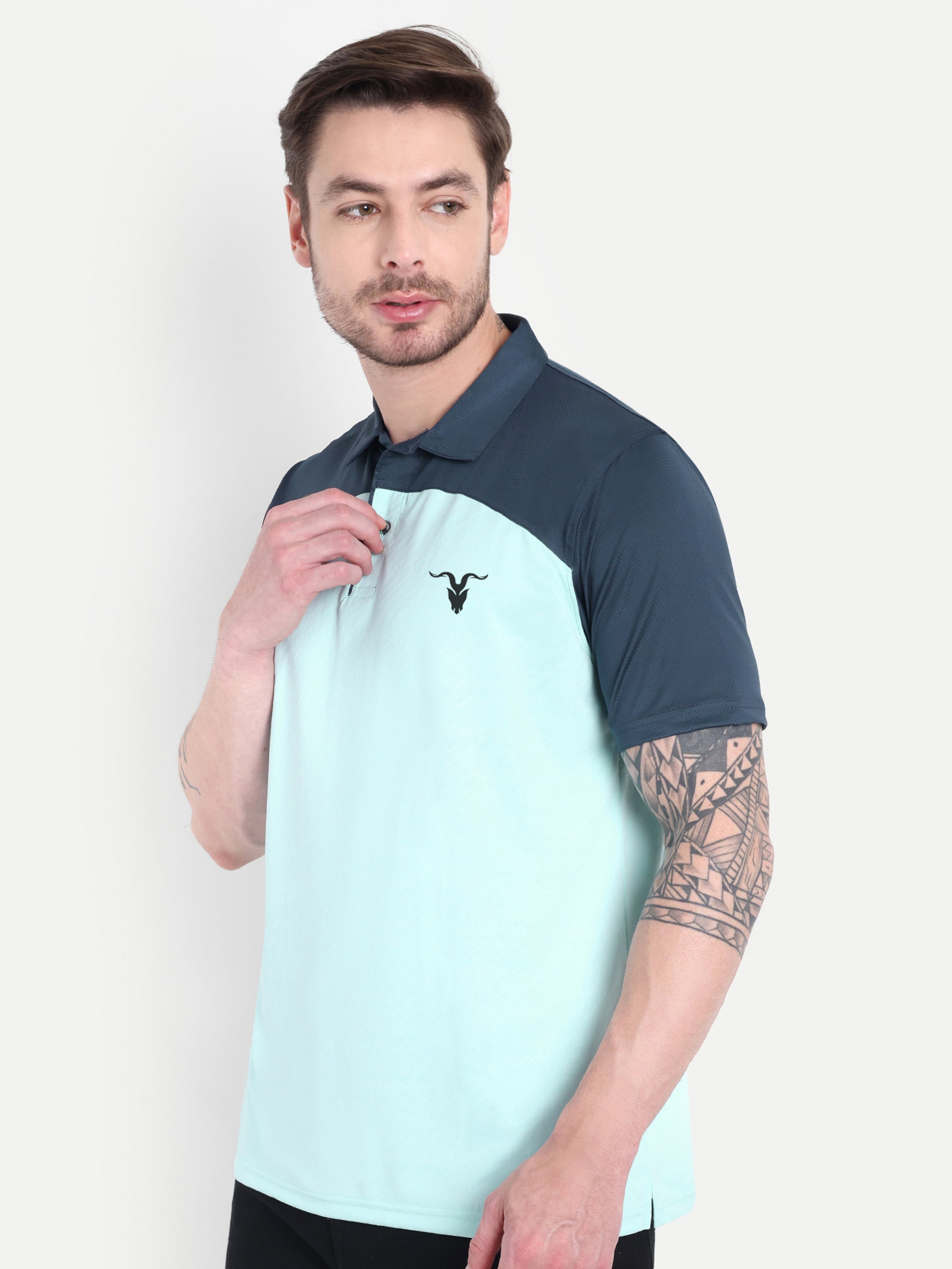 Men’s Fit Crew Neck Sports T-Shirt – Light Sky Blue Polo| BullVibe