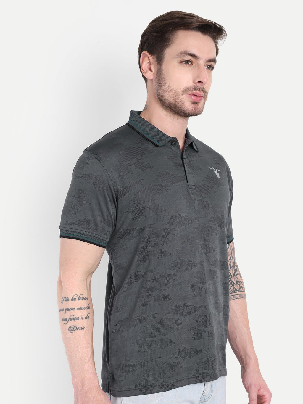 Men’s Gray Polo Texture T-Shirt – Smart Activewear