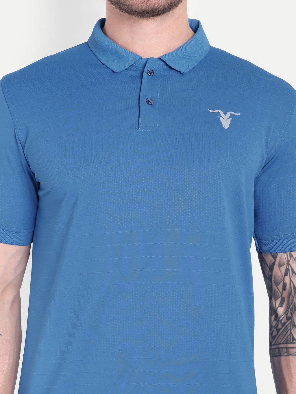 Men’s Light Indian Blue Polo T-Shirt – Casual Performance Wear